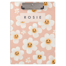 Monogram Personalisiert Smile Daisy Floral Muster Klemmbrett