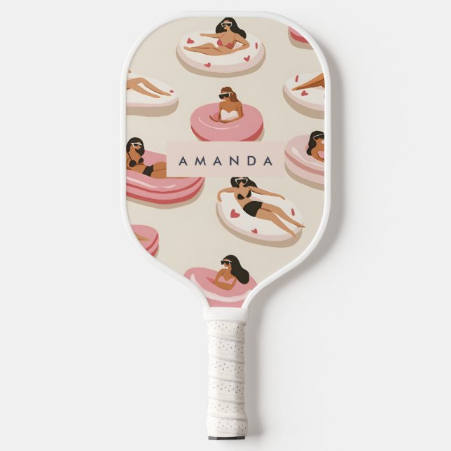 Monogram Personalisiert Summer Pool Floating Muste Pickleball Schläger (Vorderseite)