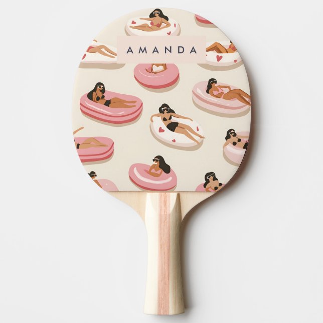 Monogram Personalisiert Summer Pool Floating Muste Tischtennis Schläger (Vorderseite)