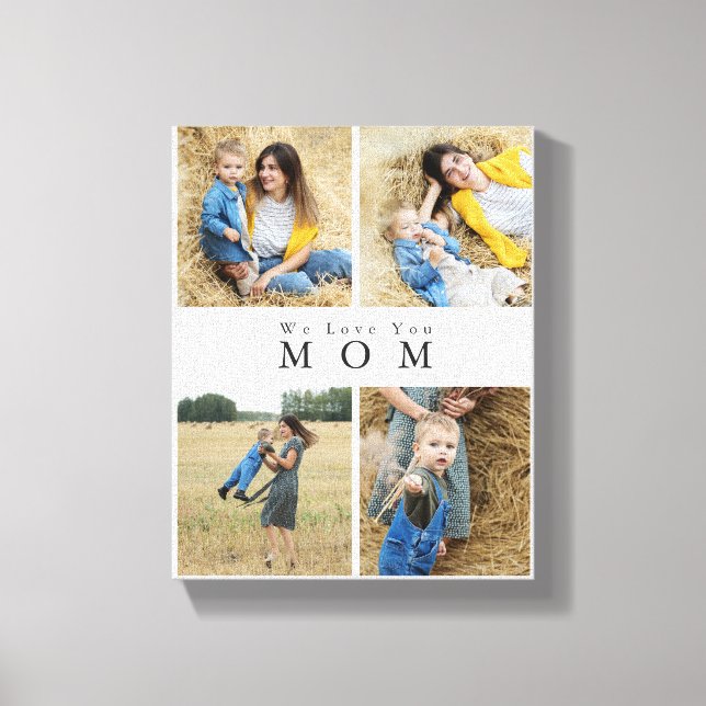 Monogram Personalisierte Foto Collage Mother Famil Leinwanddruck (Vorderseite)