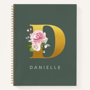 Monogram Personalisierte Imitat Gold Letter D Notizbuch