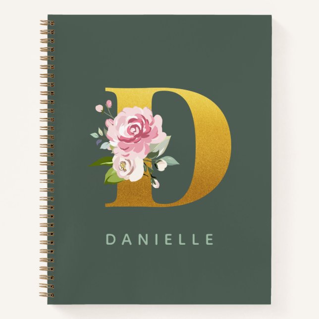 Monogram Personalisierte Imitat Gold Letter D Notizbuch (Vorderseite)