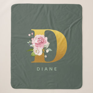 Monogram Personalisierte Imitat Gold Letter D Sherpadecke