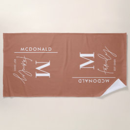 Monogram personalisierte moderne Minimalrustenfami Strandtuch