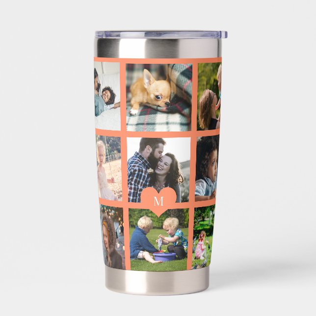 Monogram personalisierte moderne Multikeil-Collage Thermobecher (Links)