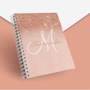 Monogram Personalisierte Rose Gold Ombre Geschenk Notizblock