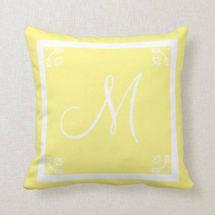 MONOGRAM personalisierter, fester, blassgelber Bun Kissen