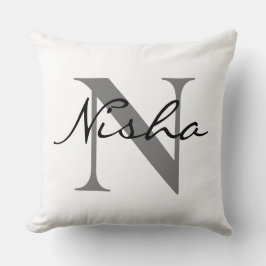 Monogram, Personalisierter Name der schwarzen grau Kissen