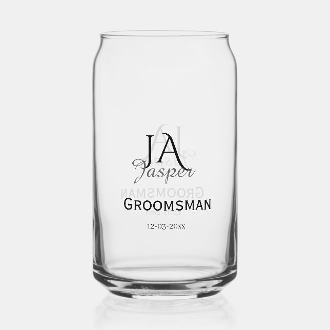 Monogram personalized groomsman best man name date dosenglas (Vorderseite)