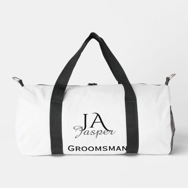Monogram personalized groomsman best man name date duffle bag (Vorderseite)