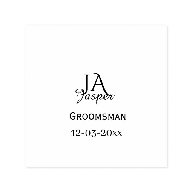 Monogram personalized groomsman best man name date permastempel (Design)
