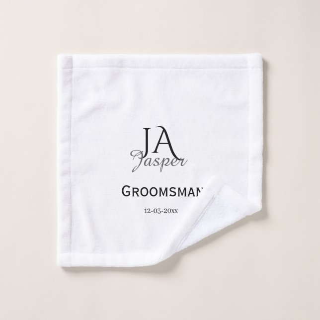 Monogram personalized groomsman best man name date waschlappen (Waschlappen)