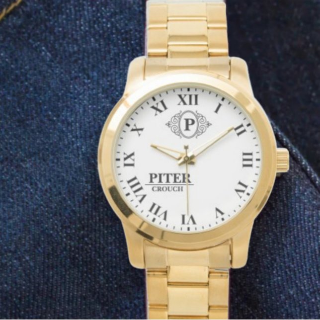 Monogram Personalized Name Initial simple Armbanduhr (Von Creator hochgeladen)