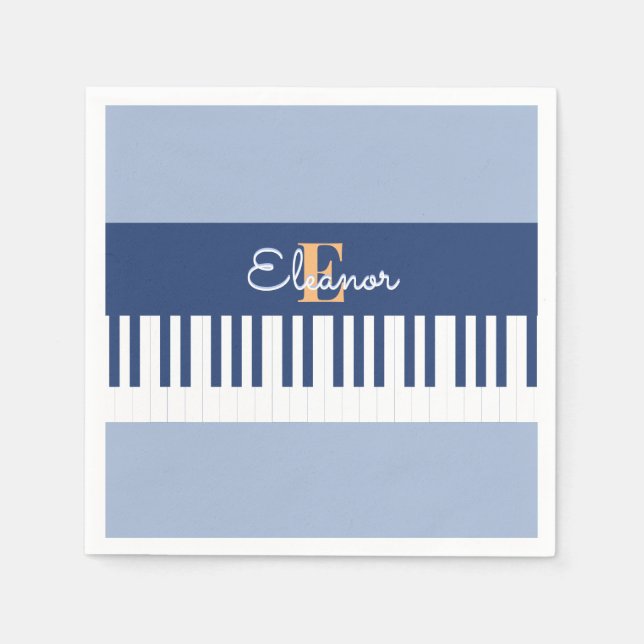 Monogram Piano Keys Musical Keyboard Music Lover Serviette (Vorderseite)