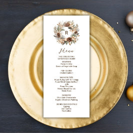 Monogram Pinecone Winter Kranz Weihnachtsfest Part Menükarte