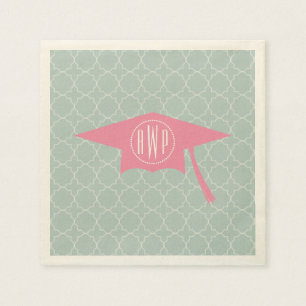 Monogram Pink Abschluss Hat + Quatrefolie Serviette