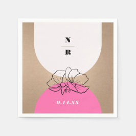 Monogram Pink Arch Floral Wedding Serviette
