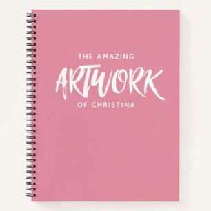 Monogram Pink Artist Sketchbook - Ihr Name Notizbuch