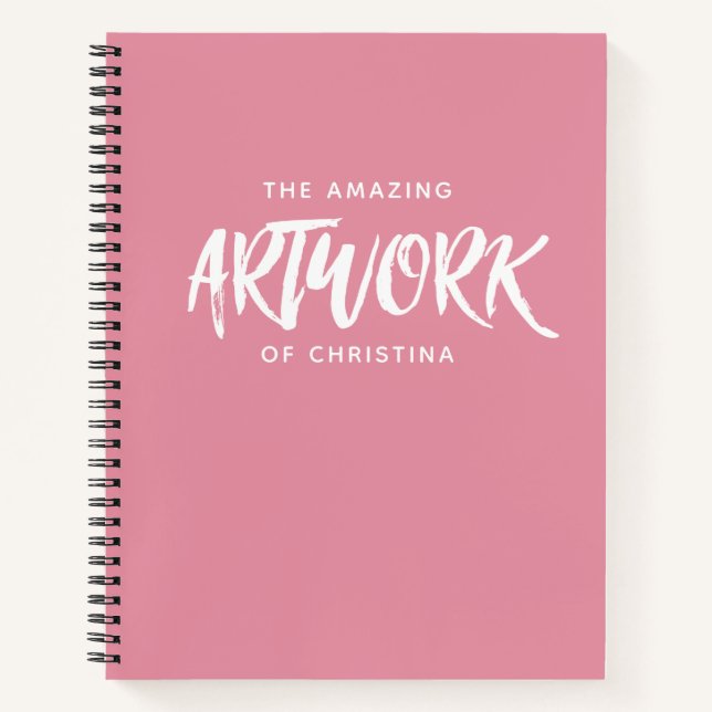Monogram Pink Artist Sketchbook - Ihr Name Notizbuch (Vorderseite)