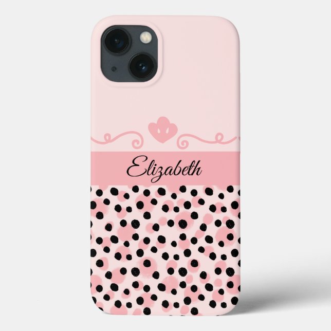 Monogram Pink Black Leopard Cheetah Print Trendy Case-Mate iPhone Hülle (Rückseite)