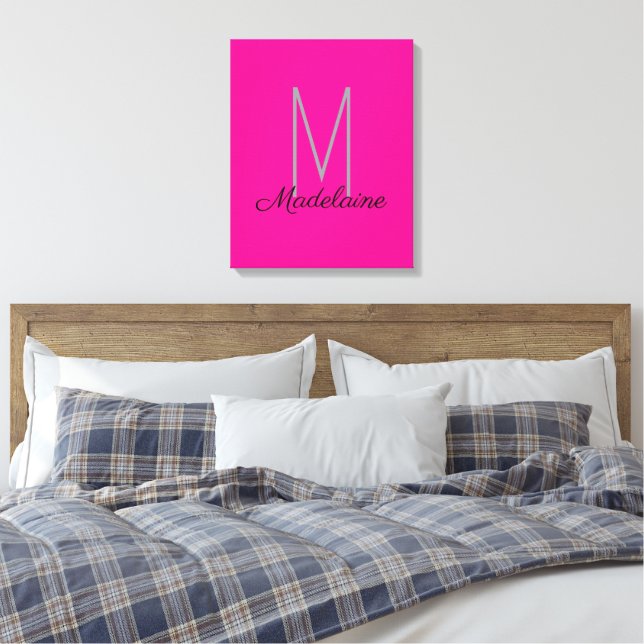 Monogram Pink Black Personal Elegant Leinwanddruck (Insitu (Schlafzimmer))