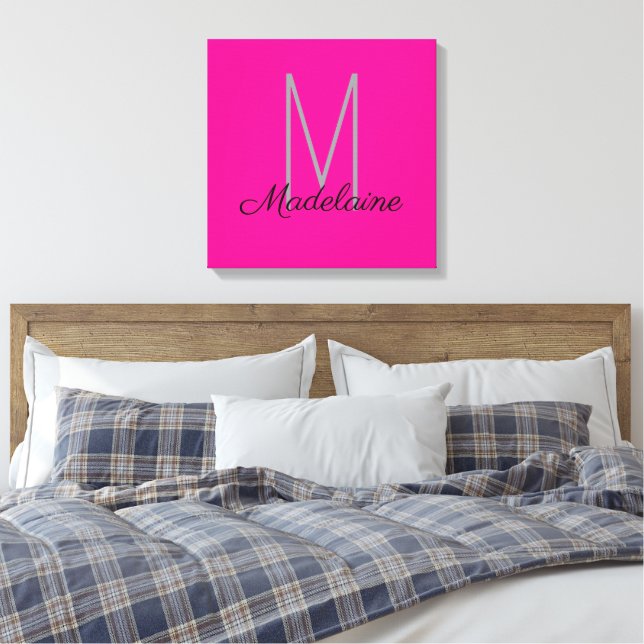 Monogram Pink Black Personal Elegant Leinwanddruck (Insitu (Schlafzimmer))