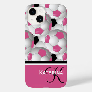 Monogram Pink Black Soccer Ball Pattern Case-Mate iPhone Hülle