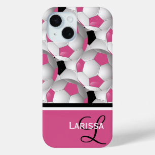 Monogram Pink Black Soccer Ball Pattern Case-Mate iPhone Hülle