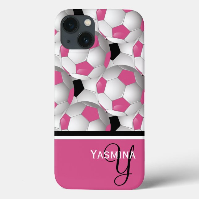 Monogram Pink Black Soccer Ball Pattern Case-Mate iPhone Hülle (Rückseite)