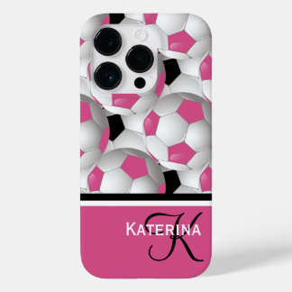 Monogram Pink Black Soccer Ball Pattern Case-Mate iPhone Hülle