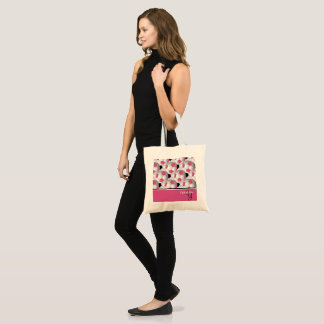 Monogram Pink Black Soccer Ball Pattern Tragetasche