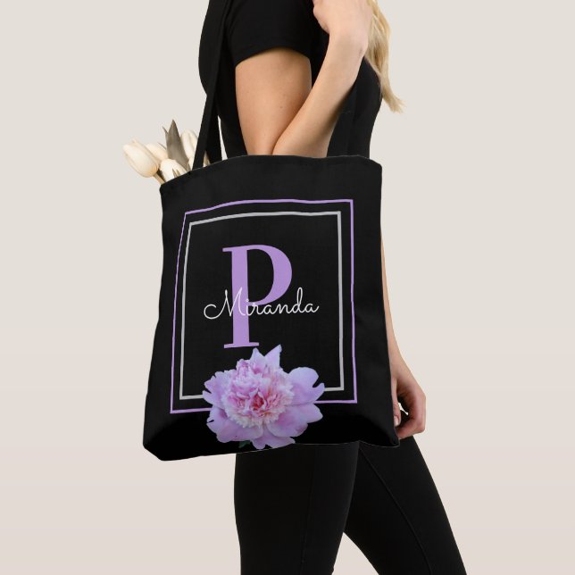Monogram Pink Blume Black Modern (Von Nahem)