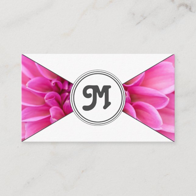 Monogram, pink Blume Florist, elegant Dreiecke Visitenkarte (Vorderseite)