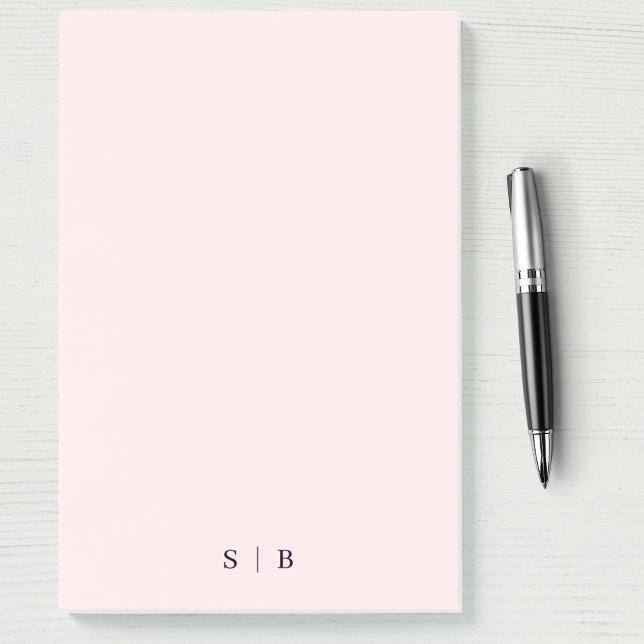 Monogram Pink Blush Modern Minimalistisch Post-it Klebezettel (Monogram Pink Blush Modern Minimalist Post-it Notes)