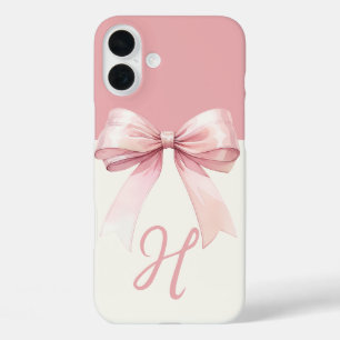 Monogram Pink Bow Coquette iPhone 16 Plus Hülle