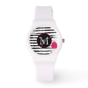 Monogram Pink Cactus pattern Armbanduhr