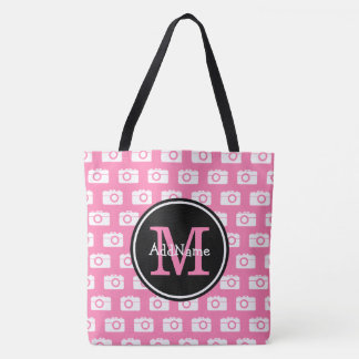 Monogram Pink Camera Muster mit Individuelle Name