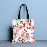 Monogram Pink Cherry Blossom Wasserfarben<br><div class="desc">Dieses moderne Design besticht durch ein hübsches Blumenmuster aus rosa Kirschblossom. Personalisieren Sie mit Ihrem Monogramm,  indem Sie den Text in der Textbox editieren,  die #personalisiert #personalized gifts #monogram #mit Monogramm #initial #gifts #customgifts #custom gifts #Tasche #Tasche #bags #tropical #floral #accessories #giftsforgirls</div>
