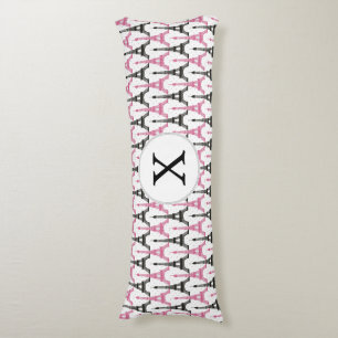 Monogram Pink Chic Eiffelturm-Muster Seitenschläferkissen