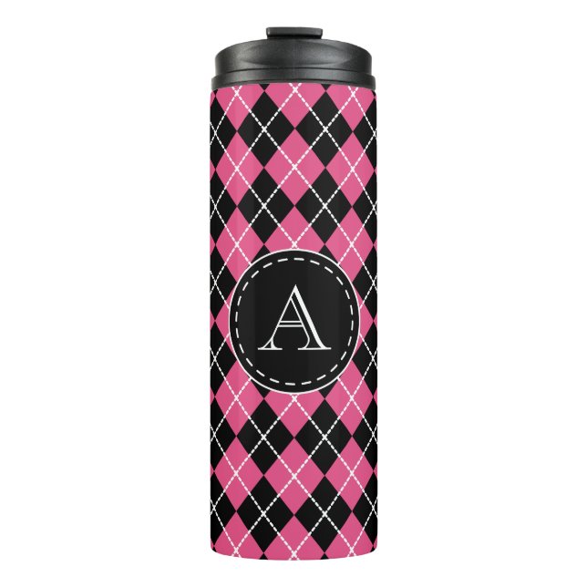 Monogram Pink Coffee Tumbler Thermosbecher (Vorderseite)