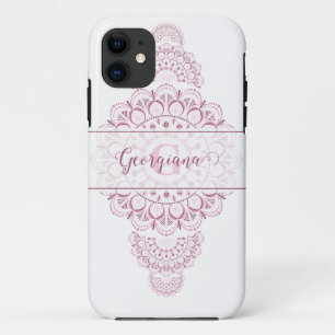 Monogram Pink Confetti Lace Ornamental Mandala Case-Mate iPhone Hülle