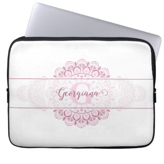 Monogram Pink Confetti Lace Ornamental Mandala Laptopschutzhülle