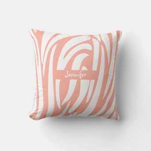 Monogram Pink Corp Striped Zebra Muster Trendy Kissen