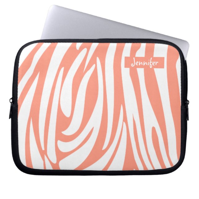 Monogram Pink Corp Striped Zebra Muster Trendy Laptopschutzhülle (Vorderseite)