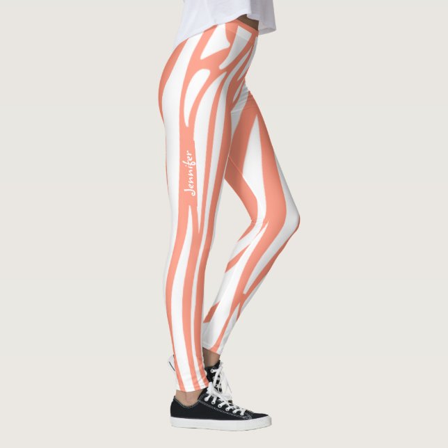 Monogram Pink Corp Striped Zebra Muster Trendy Leggings (Rechts)