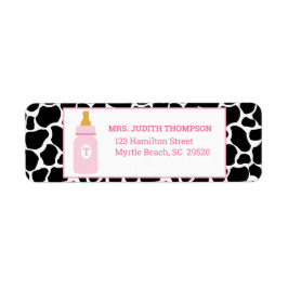 Monogram Pink Cowprint Milk a Holic Address Label
