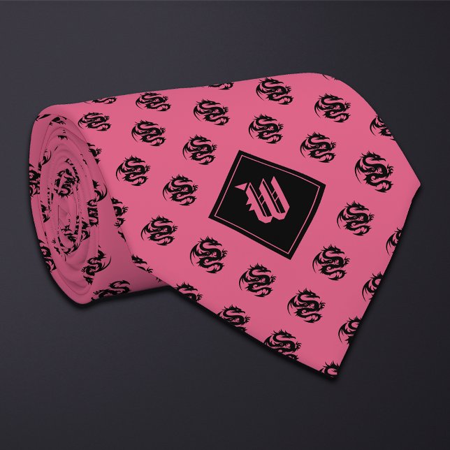Monogram Pink Dragon Krawatte (Von Creator hochgeladen)