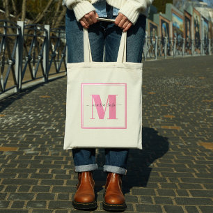 Monogram Pink Einfach Minimalistisch Hübsch Tragetasche