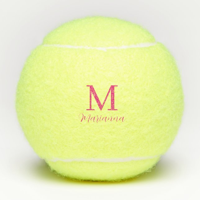 Monogram Pink Einfach Minimalistisch Tennisbälle (Vorderseite)
