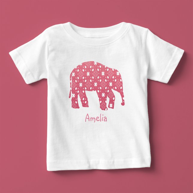 Monogram Pink Elephant Baby Baby T-shirt (Super sweet baby elephant tee 💕🐘)